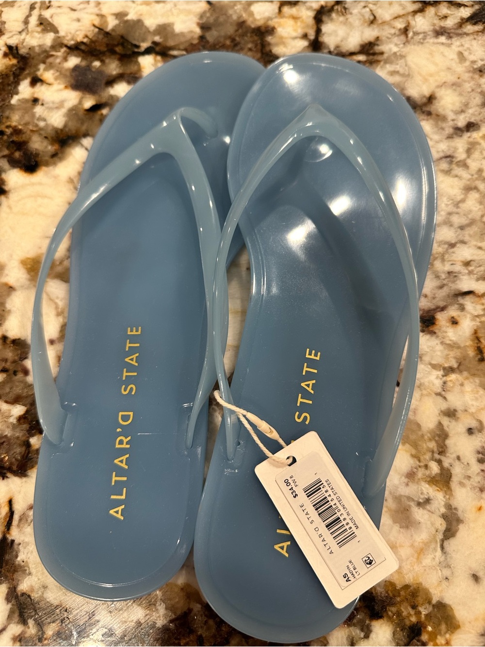 Altar'd State Light Blue women’s Jelly Flip Flop Sandals - size 8